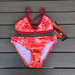 TYR Womens Durafast Red Admiral Ringback Workout Bikini Set Sz 32/xs NEW